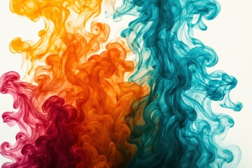 Colorful Swirls of Smoke in Vibrant Hues of Orange, Teal, and Red