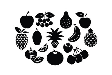 Fresh Fruit Silhouette Vector Collection 
