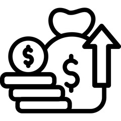 Profit Line Icon Money Bag
