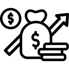 Profit Line Icon Money Bag