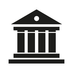 Financial institution building icon, banking and finance symbol. Architectural representation of a bank graphic, monetary services and investment illustration.