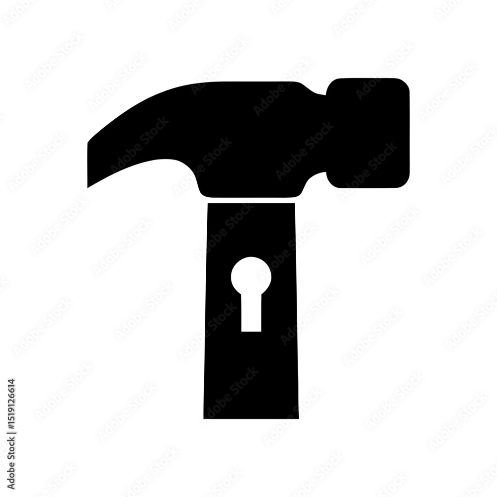 Poster brute force attack icon, hammer and keyhole symbol. exploiting security vulnerability graphic, syste