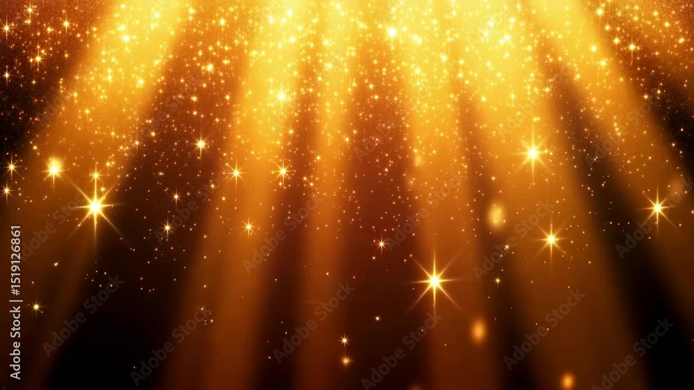 Poster golden rays illuminate a dark background, creating a magical atmosphere filled with sparkling partic