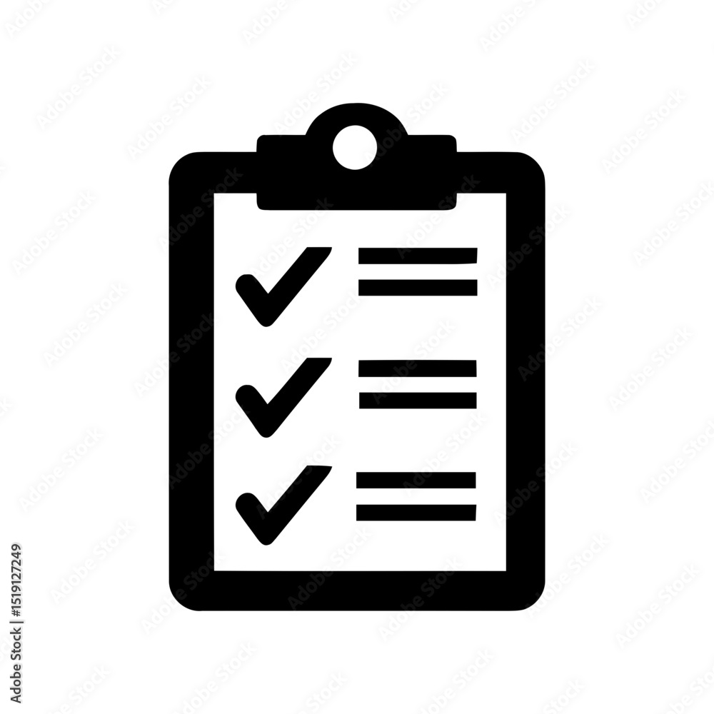 Poster to-do list with checkmarks icon, task completion symbol. organized checklist on clipboard graphic, p