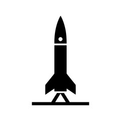 Rocket or missile launch icon, space exploration or weapon symbol. Projectile for warfare or scientific mission graphic, power and speed illustration for concepts.