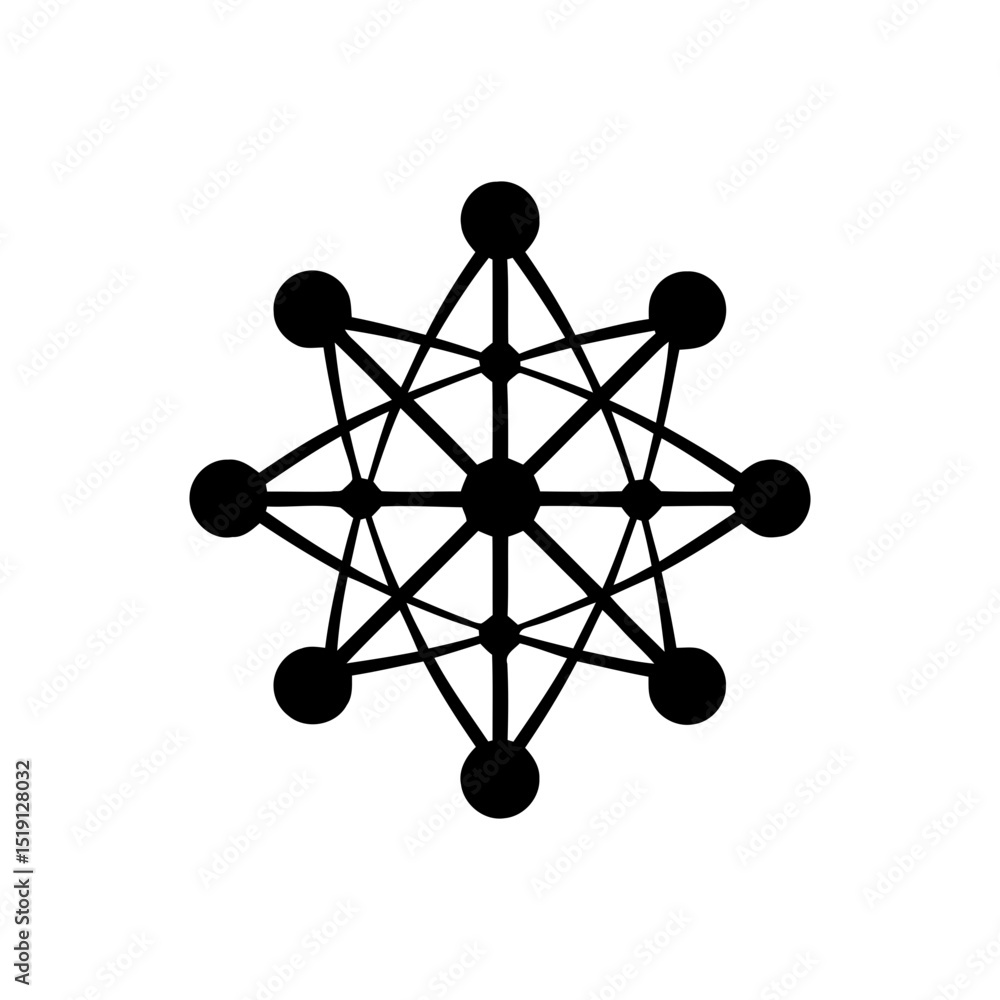 Poster interconnected nodes icon, network or system connections symbol. abstract data flow or communication