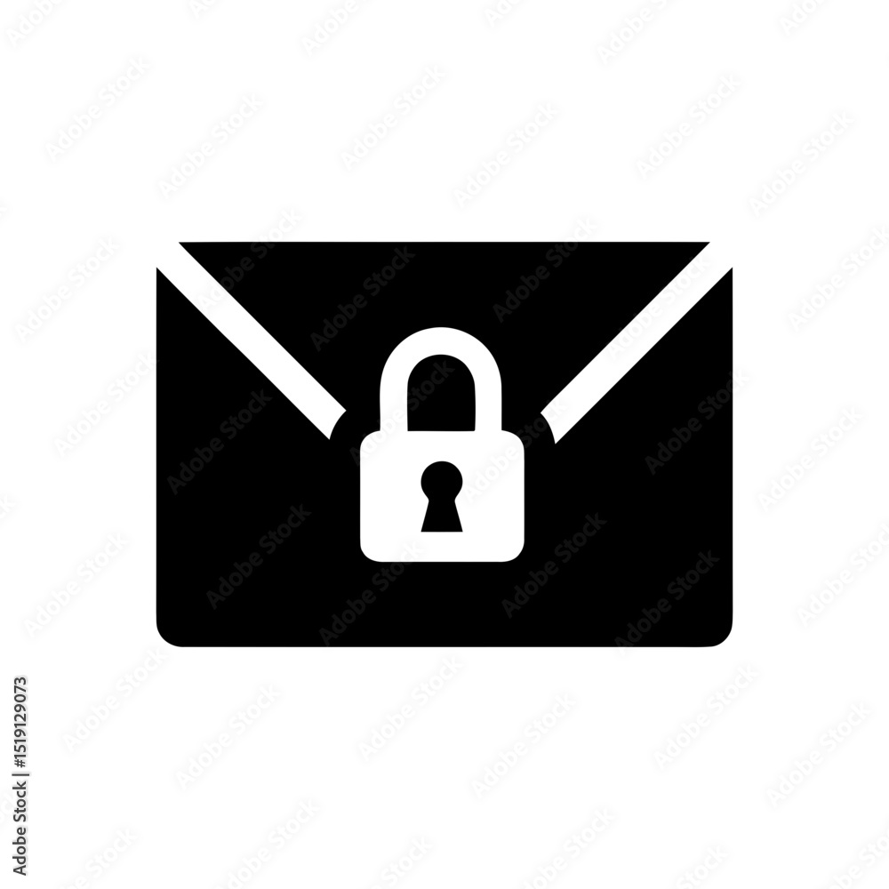 Aufkleber envelope with padlock for secure email, message protection, private digital communication, and locke