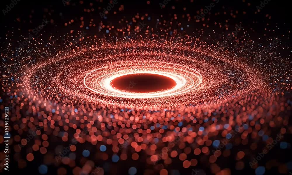 Poster abstract glowing red ring of particles with dark background a dynamic cosmic display for modern desi