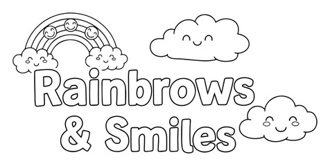 rainbows and smiles cute clouds and rainbow vector illustration