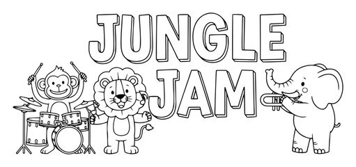 jungle jam musical animals vector illustration for kids