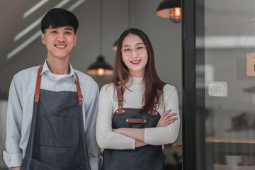 Lively baristas prepare drinks in a bright modern coffee shop a hub of social interaction