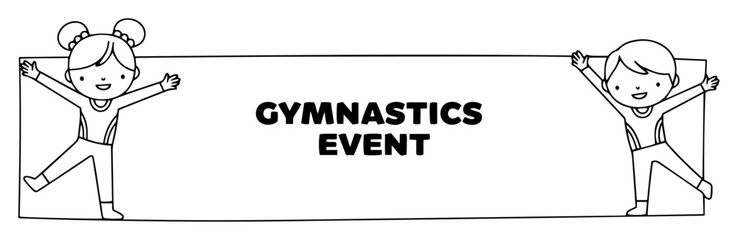 Fototapeta premium gymnastics event poster with girls vector illustration