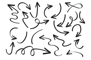 Hand drawn vector arrows doodle set on white background. design element vector illustration.