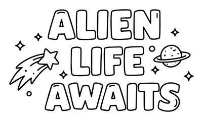 alien life awaits space exploration vector design