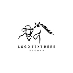 Cowboy and Horse Silhouette Logo