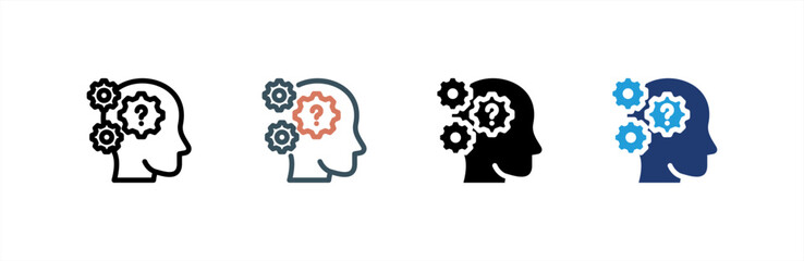 Critical Thinking  icon set multiple style collection. Vector illustration.