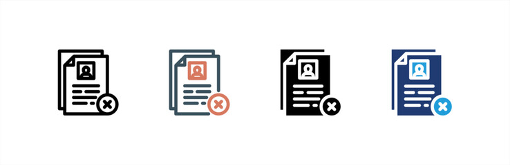 Rejected  icon set multiple style collection. Vector illustration.