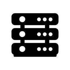 Obraz premium Server Rack Solid Icon for Data Center, Network Storage, Database Hosting, Cloud Infrastructure, Backup System, Information Security, Computer Hardware and Server Room