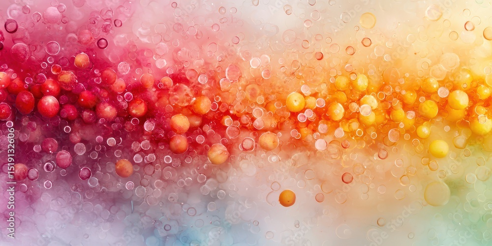Aufkleber fruit summer beach concept. Colorful bubbles create a vibrant abstract background with a gradient effect.
