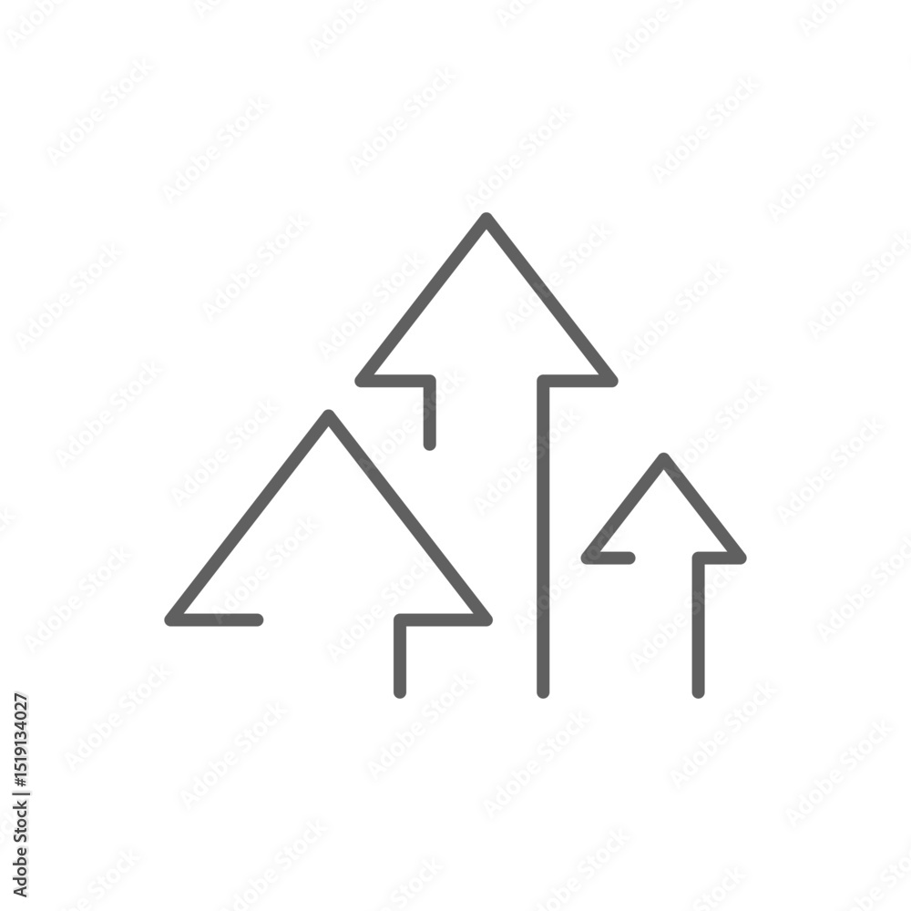 Poster minimal stroke outline of three up arrows indicating growth expansion and financial progress editabl