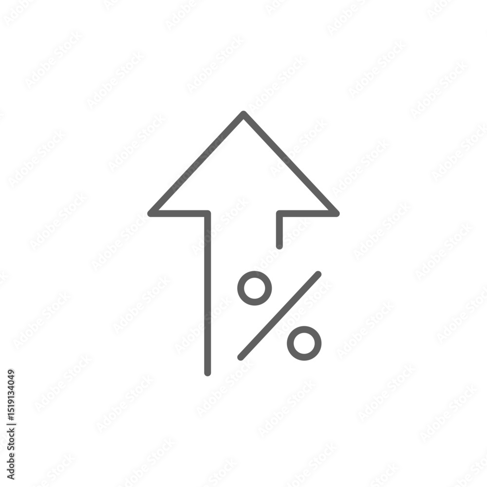 Poster up arrow with percentage symbol outline icon editable stroke representing growth interest rate or in