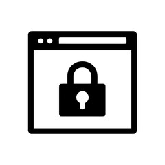 Browser window with padlock, for secure web browsing, SSL/TLS encryption, HTTPS protocol, and online data protection. For internet safety and privacy.