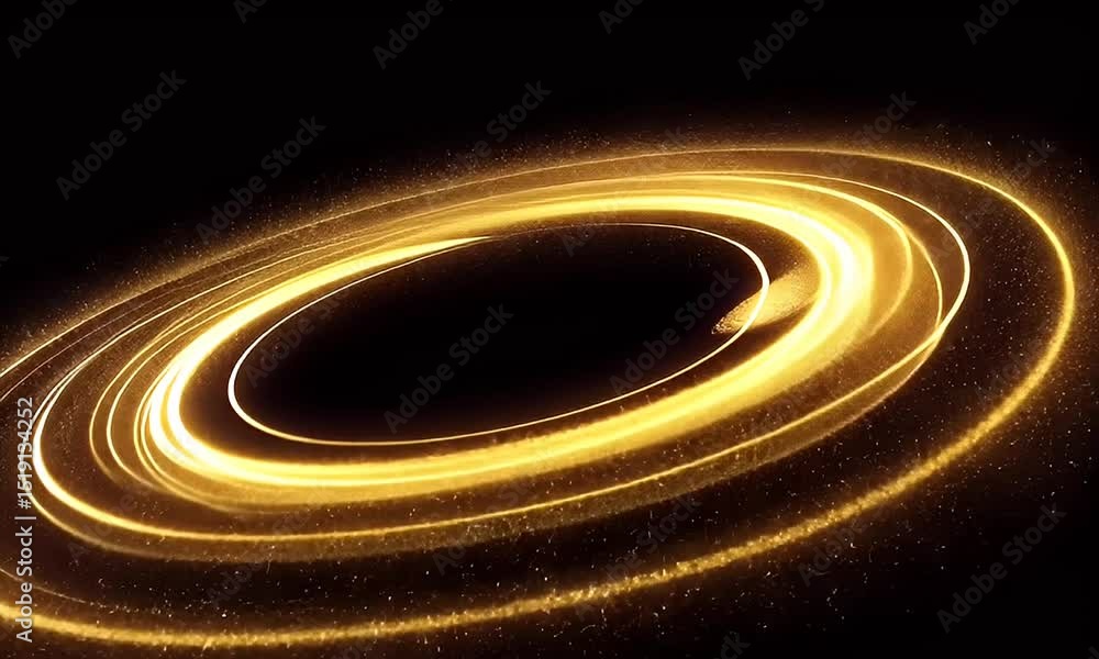 Poster abstract golden light circle with swirl effect on a dark background for modern festive and dynamic p
