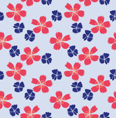 Japanese Pretty Flower Fall Vector Seamless Pattern