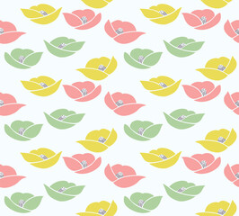 Japanese Colorful Flower Motif Vector Seamless Pattern