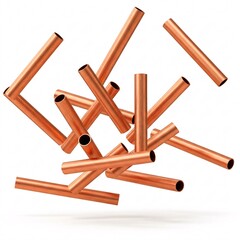 Copper tubes of various lengths levitating in the air,