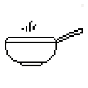 pixelated cooking pan with steam clip art preview