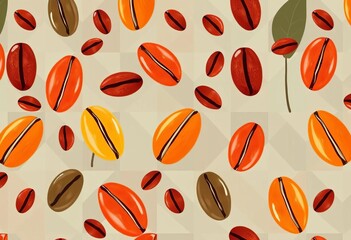 Geometric coffee bean seamless pattern, perfect for packaging and branding, design, design element