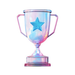 Striking 3D trophy cup with a glossy pastel colored design and a captivating blue star emblem creating a visually stunning and inspiring image