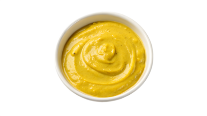 Bowl of Dijon Mustard Sauce Isolated on Transparent Background