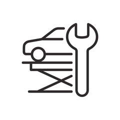 Auto service icon. Symbol of vehicle maintenance. Vector illustration. Editable stroke.