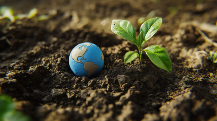 Easter egg hidden in green grass surrounded by young plants and fresh spring growth