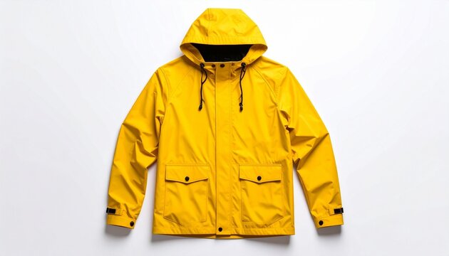 yellow rain coat on a white background