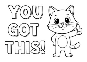 motivational quote with cute cat giving thumbs up