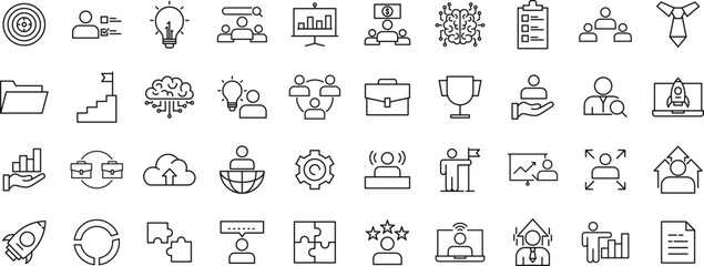 Teamwork Icon Set, Cooperation and Partnership Icons, Teamwork and Communication Icons, line icon
