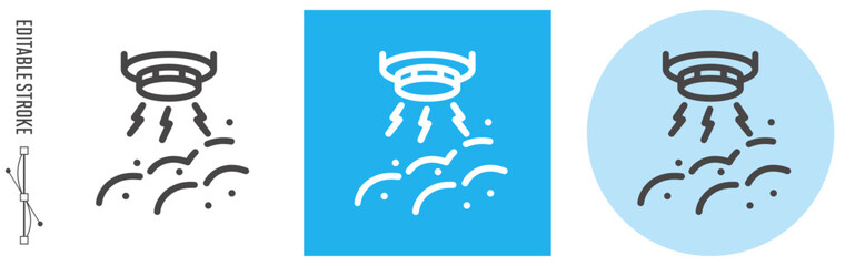 火災報知器、防犯・ホームセキュリティ｜ライン・アイコン [線の編集可能]