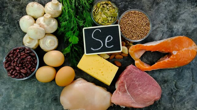Foods contain selenium food. Selective focus.