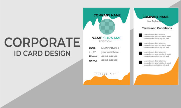 Modern Employee Professional Customizable  Identification Card Template Design