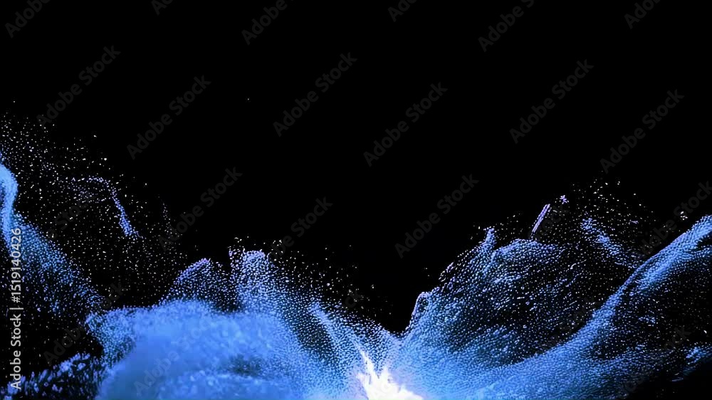 Poster color changing glitter flows in a fluid display against a dark background