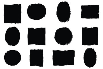 black ink brush stroke set. grunge paint texture collection  .Grunge Brush Stroke Elements, Distressed Ink and Paint Textures for Graphic Design.