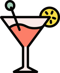 Hand-drawn tropical cocktail icon, perfect for beach or summer party designs.
