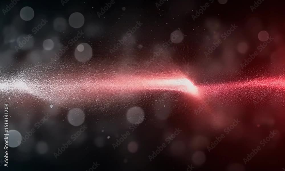 Poster abstract particles wave with red and white light bokeh on dark background motion glitter sparkle eff
