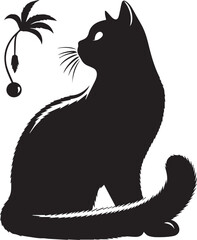 Black and white cat silhouettes with tribal animal designs