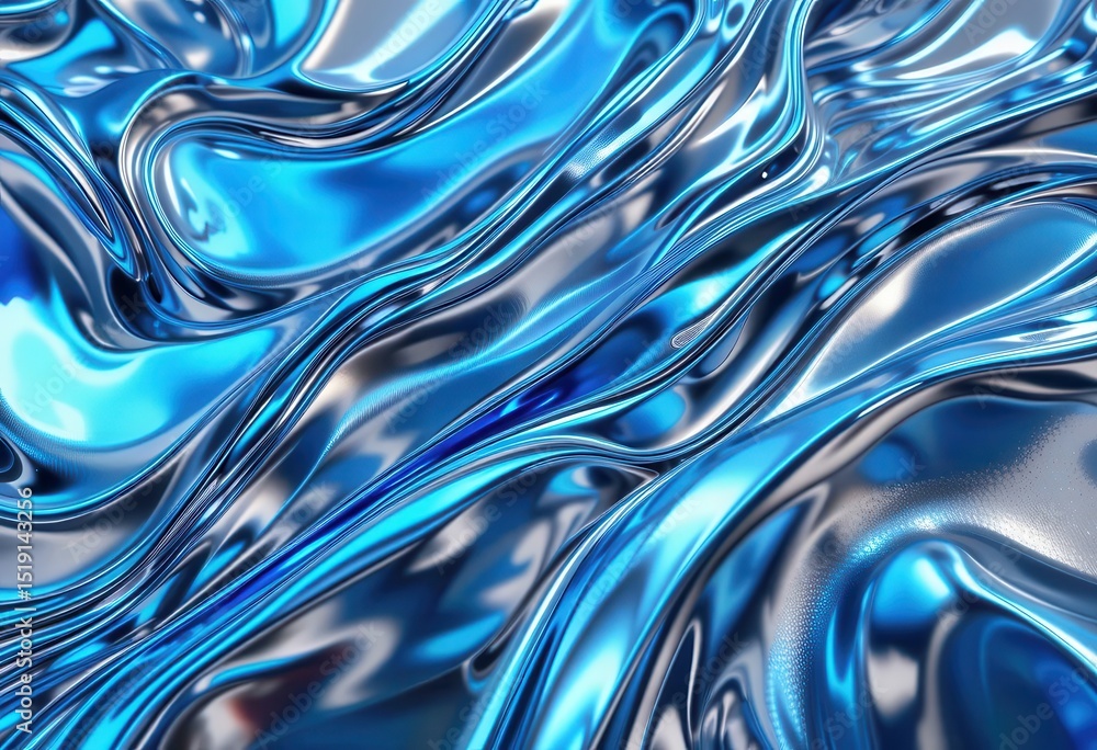 Poster fluid blue waves create a mesmerizing visual texture with dynamic reflections and movement