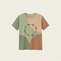 Multicolored t-shirt with eco-fashion design on neutral background  