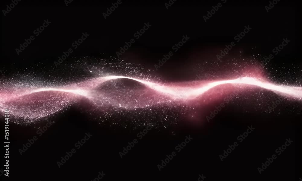 Aufkleber abstract pink light wave with glittering particles on black background creates a magical and dynamic